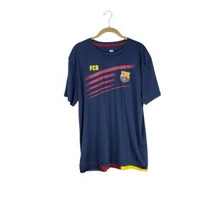 FC Barcelona FCB Soccer Football Jersey T-Shirt Mens Size Large Navy Burgundy
